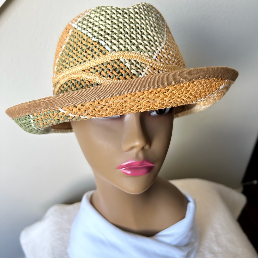Multicolored Paper Straw Fedora Hat